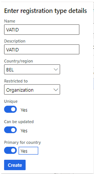 Geben Sie Details zu Registrierungstypen in das Dialogfeld ein.