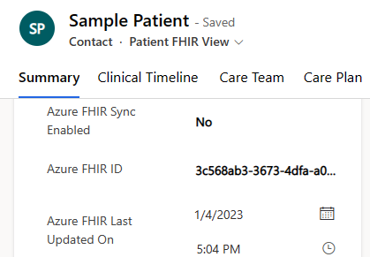 Ein Screenshot, der das Zurückschreiben-Zustimmungsattribut für einen Beispielpatienten zeigt.