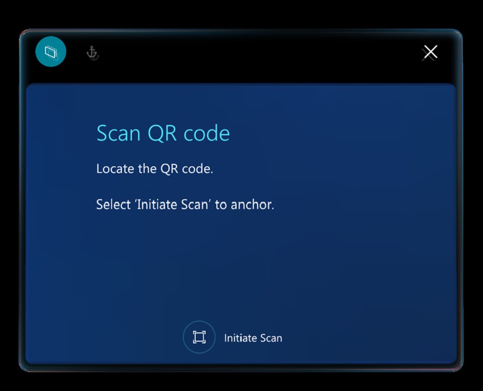 Schaltfläche „Scan starten“ auf der Seite „QR-Code-Verankerung scannen“.