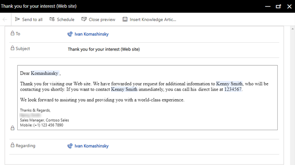 Screenshot der Vorschau der E-Mail