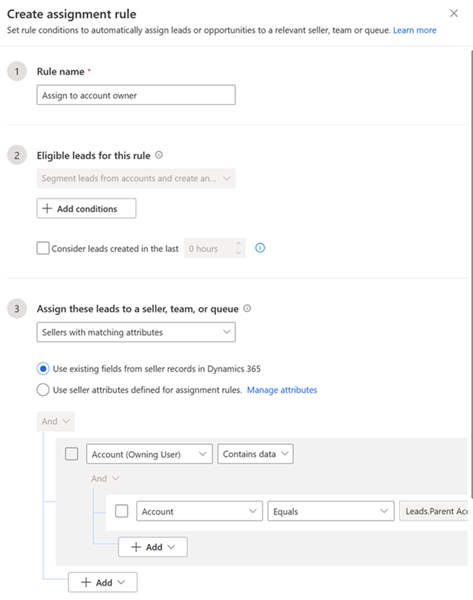 Screenshot, der die Erstellung einer Zuweisung zeigt, die einem Kontobesitzenden zugewiesen werden soll.
