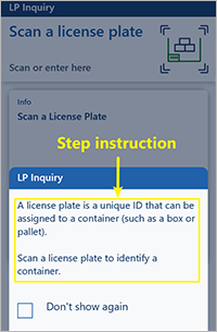 Beispiel für eine Schrittanweisung in der Mobile-App Warehouse Management Beispiel für eine Schrittanweisung in der Mobile-App Warehouse Management