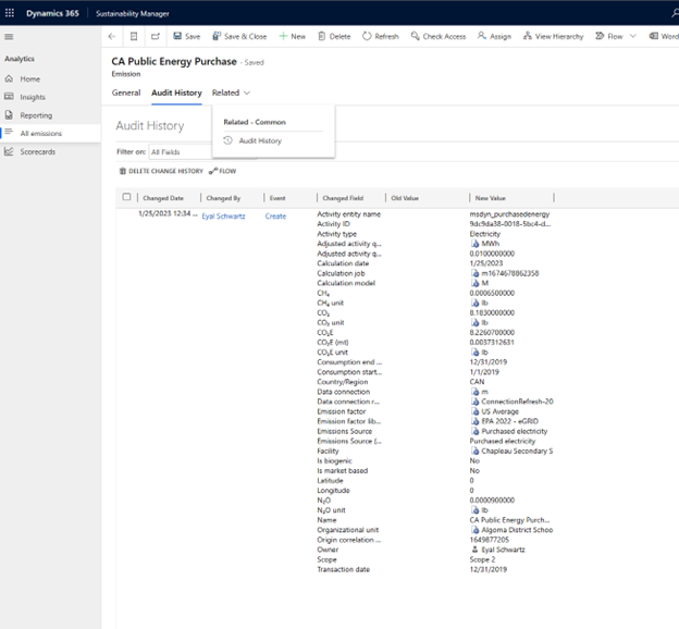 Screenshot des Auditverlaufs.