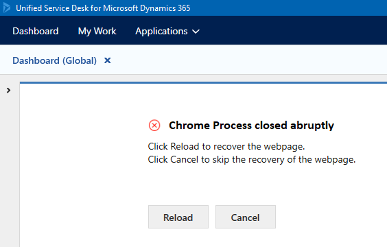 Chrome-Prozess abrupt beendet Chrome-Prozess abrupt beendet.