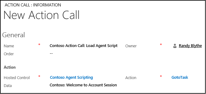 Erstellen Sie einen Aktionsanruf, um das Agentenskript anzuzeigen.