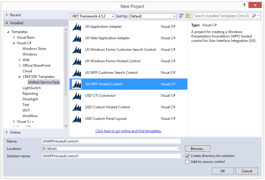 Erstellen eines UII-WPF-gehosteten Steuerelements.