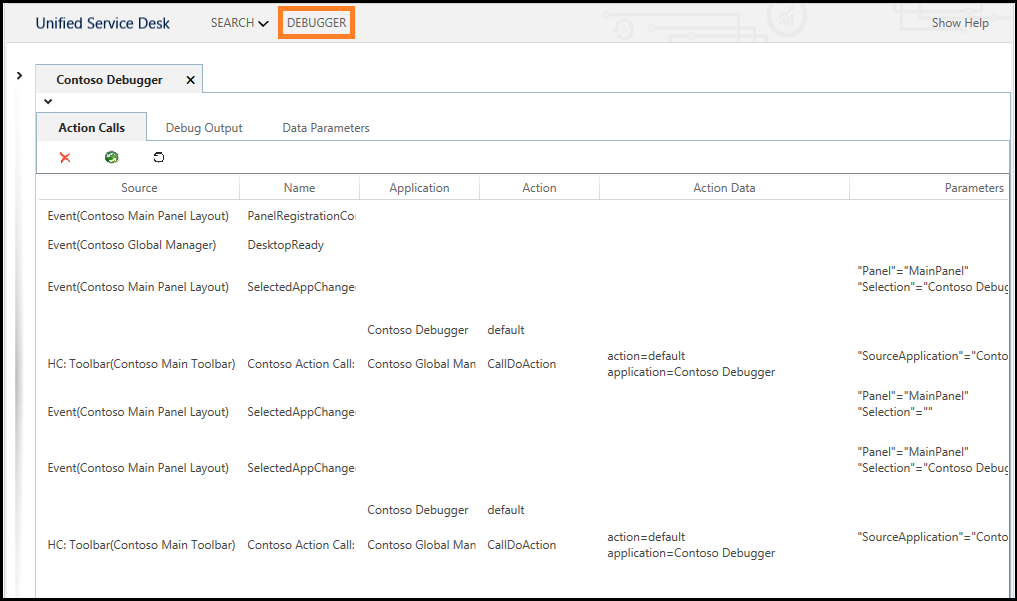 Debugger in der Agent-Anwendung Debugger in der Agent-Anwendung.