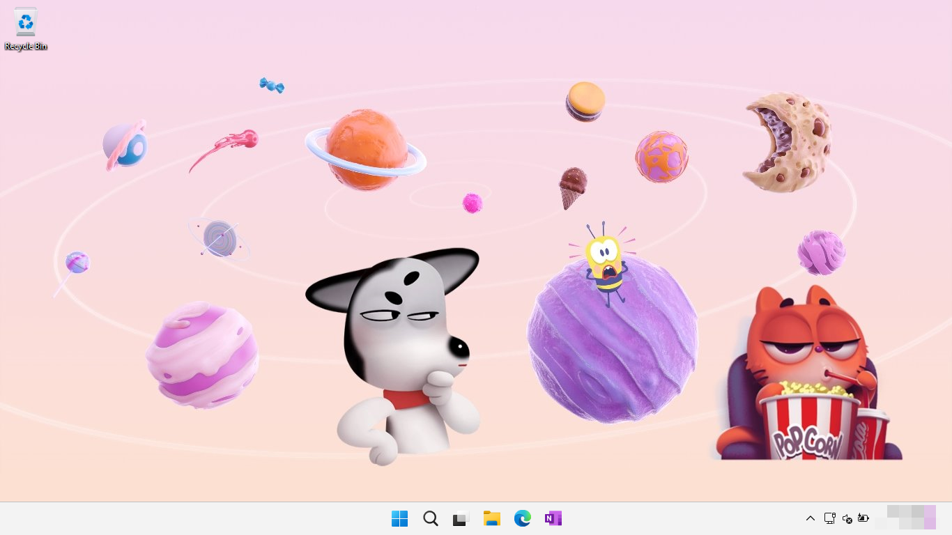 Windows 11 SE Desktop mit 3 Aufklebern