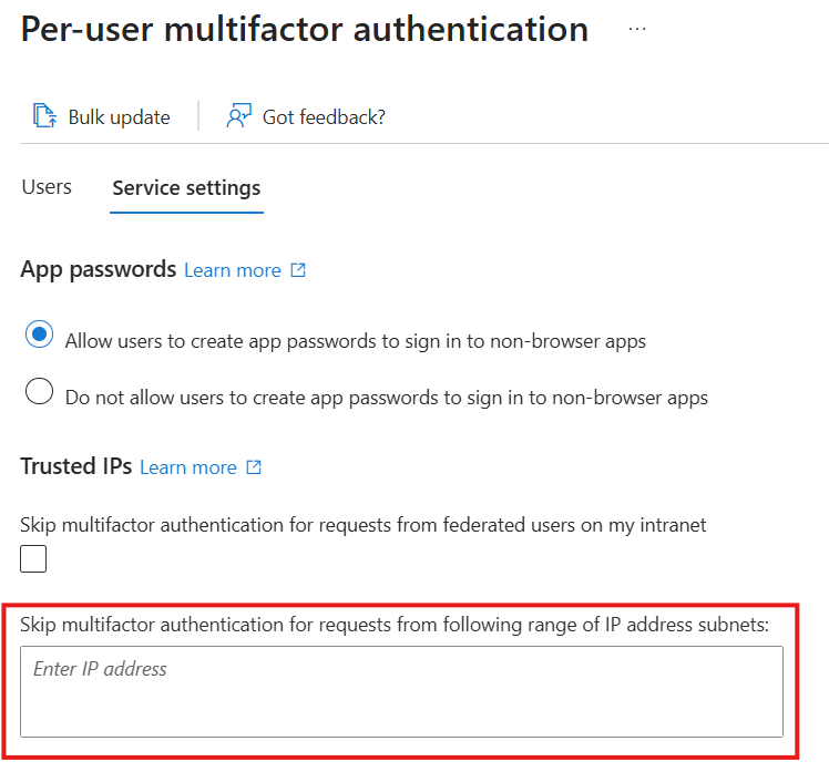 Screenshot der ipAllowList-Eigenschaft unter StrongAuthenticationPolicy.
