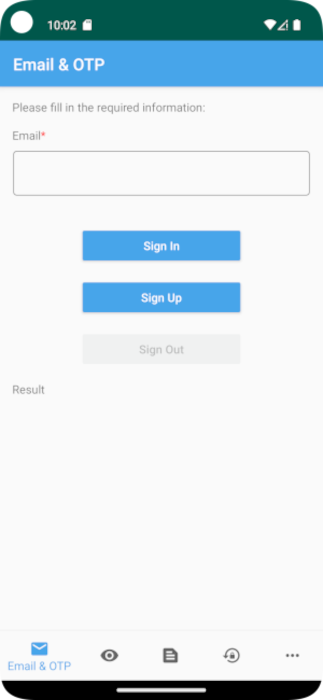 Screenshot: Benutzereingabeaufforderung zum Eingeben der E-Mail-Adresse in der Android-App