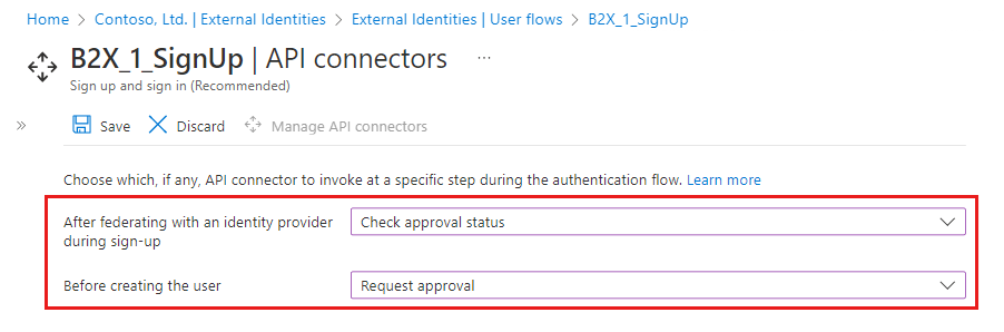 Screenshot des API-Connectors in einem Benutzerablauf.
