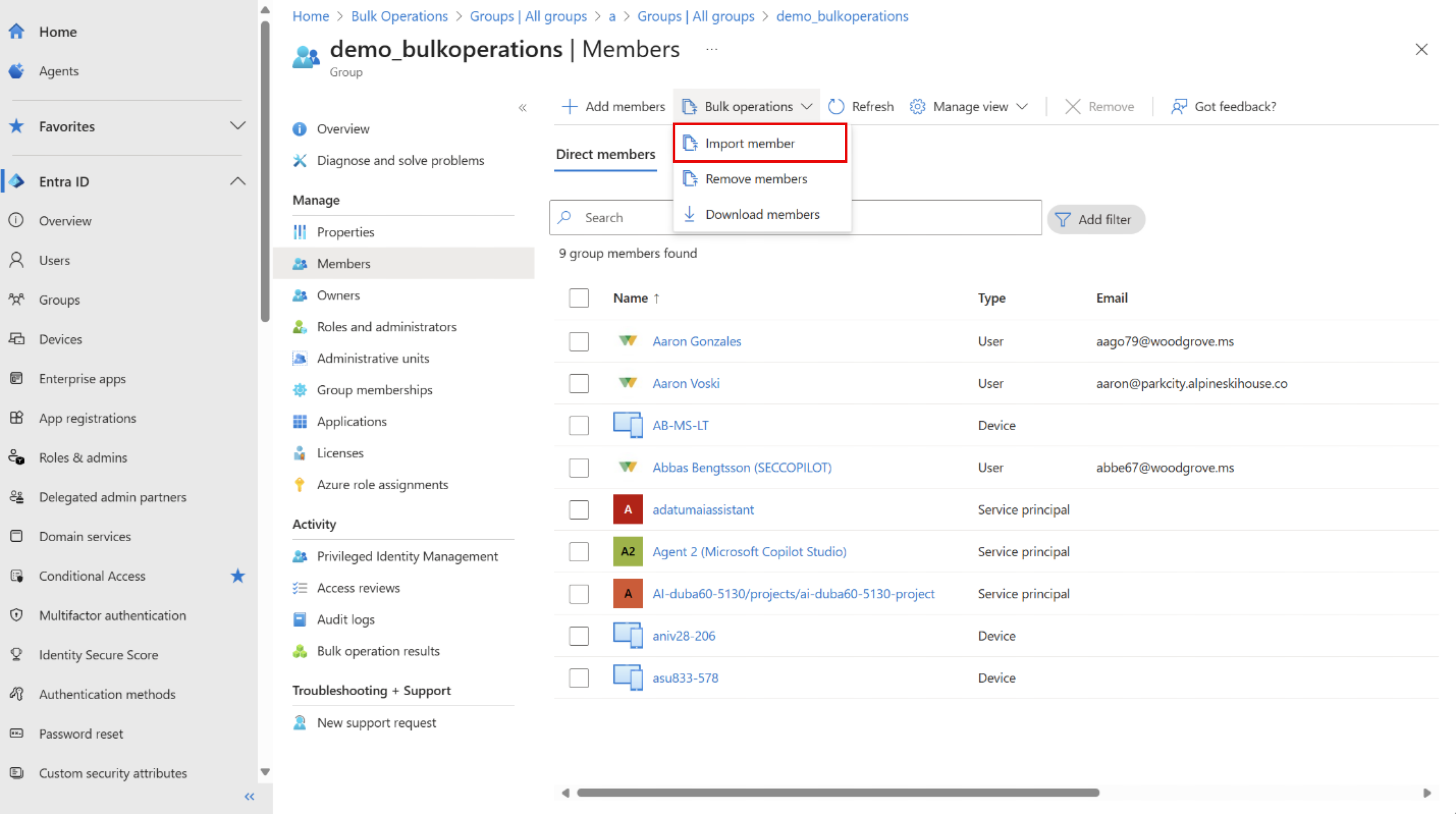 Screenshot des Menüs 