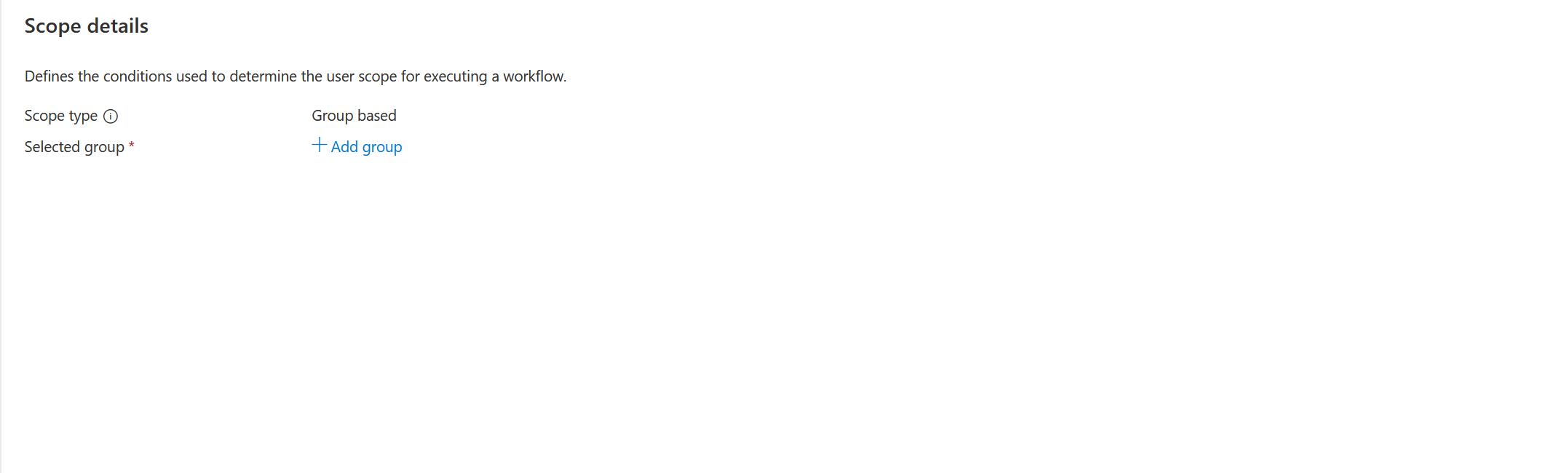 Screenshot des Festlegens des Umfangs für die Änderung der Gruppenmitgliedschaft.