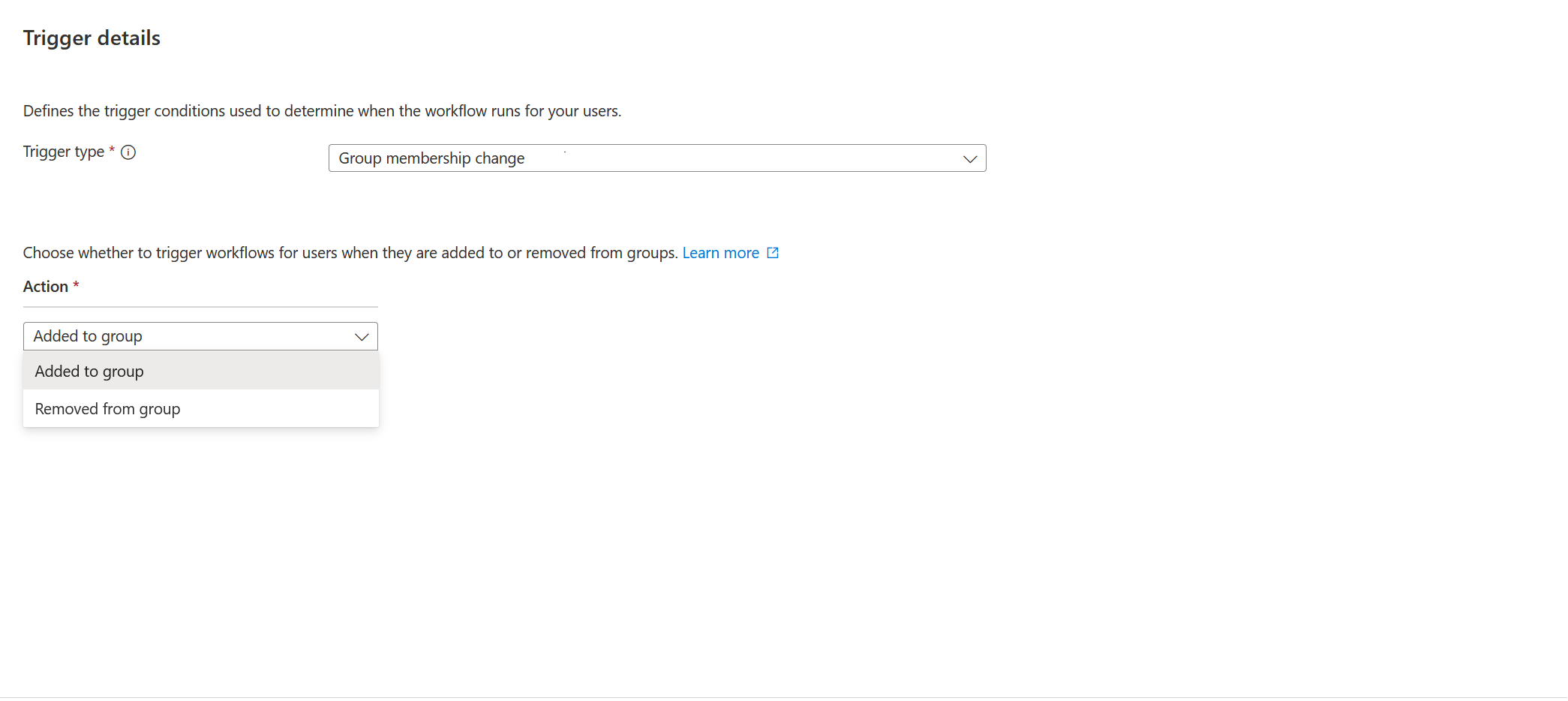Screenshot des Triggers für die Änderung der Gruppenmitgliedschaft.
