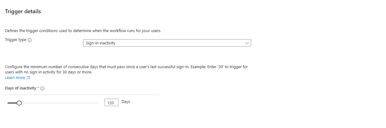 Screenshot des Anmeldeinaktivitätstriggers.