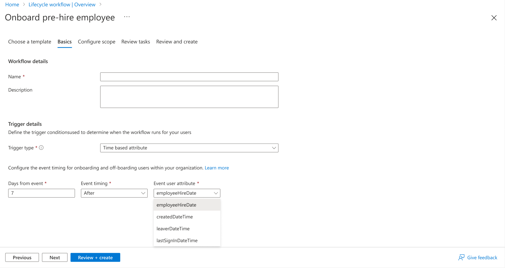 Screenshot des zeitbasierten Workflowtriggers.
