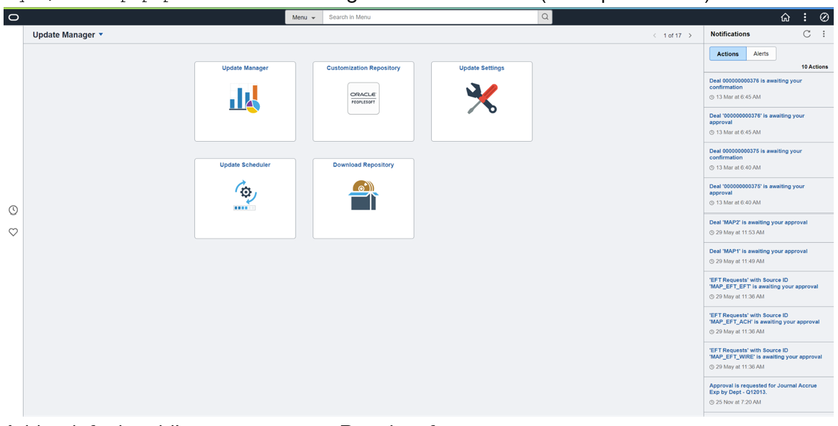 Screenshot der Oracle PeopleSoft-Konsole.