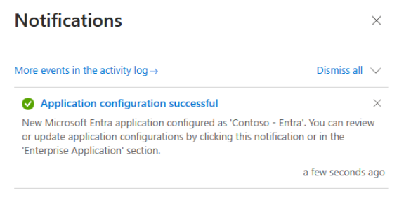Screenshot der Meldung „Anwendungsmigration erfolgreich“.