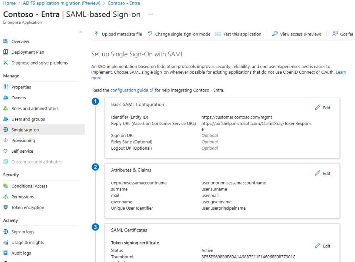 Screenshot des SAML-basierten Anmeldebereichs.