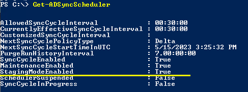 Screenshot der Synchronisierungsdienstkonsole im Microsoft Entra Connect-Dialogfeld des aktiven Servers.