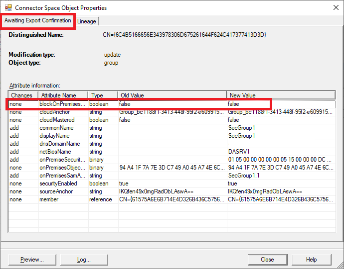 Screenshot eines Objekts, das auf den Export wartet.
