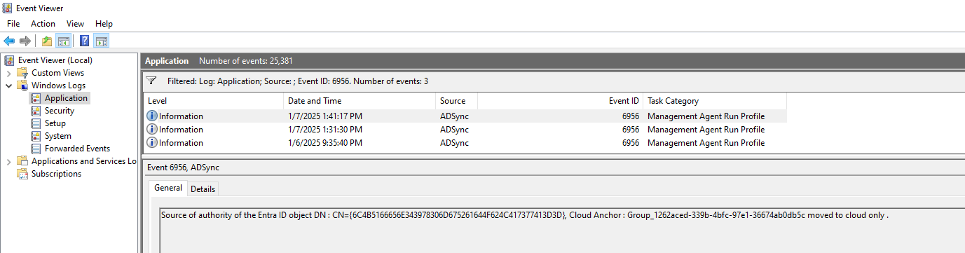 Screenshot der Ereignis-ID 6956.