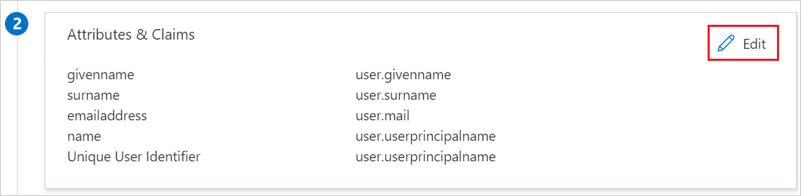 Screenshot: Abschnitt „User Attributes“ (Benutzerattribute) mit dem Symbol „Bearbeiten“ ausgewählt