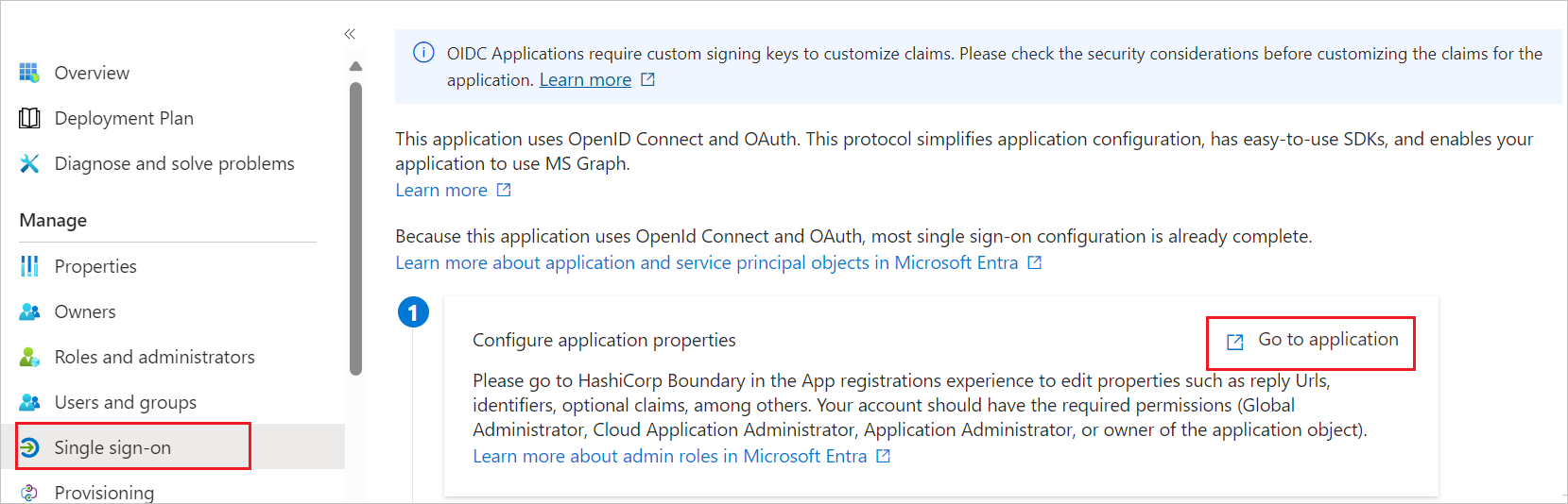 Screenshot, der die Identitätskonfiguration zeigt.