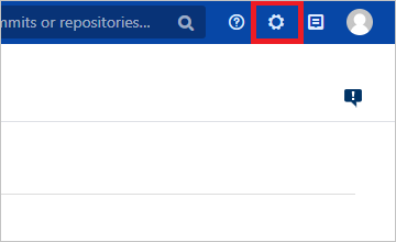 Screenshot of BitBucket instance, with gear icon highlighted