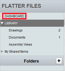 Screenshot der Flatter Files-App, in der „Dashboard“ ausgewählt ist