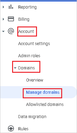 G Suite, Domänen