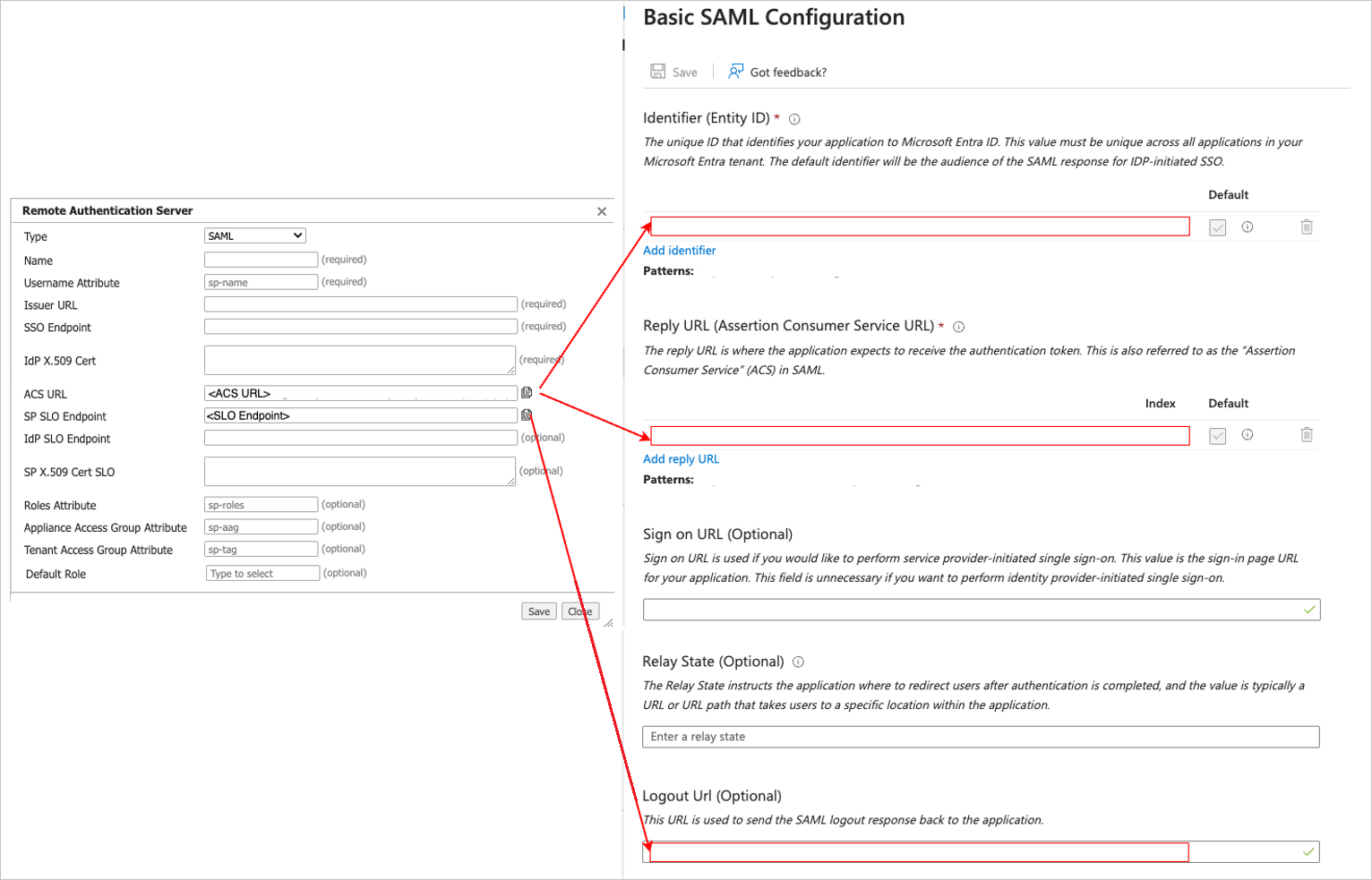 Screenshot der Konfiguration der Unternehmensauthentifizierung.