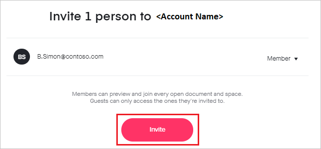 Screenshot: Dialogfeld „Invite“ (Einladen), in dem Sie „Invite“ auswählen können, um den Vorgang fortzusetzen