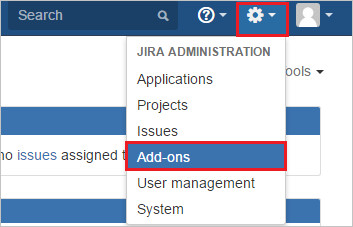 Screenshot, auf dem „Add-ons“ (Add-Ons) im Menü „Settings“ (Einstellungen) ausgewählt ist