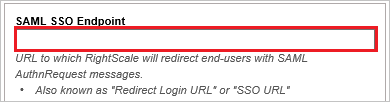 Screenshot shows where you can enter a SAML S S O Endpoint.