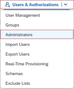 Screenshot der SAP Cloud Identity Services Administrationskonsole.