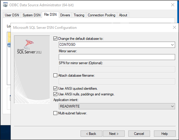 Screenshot der Eingabe eines Datenbanknamens