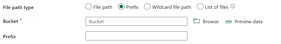 Screenshot, der zeigt, wie Der Präfixdateipfadtyp konfiguriert wird.