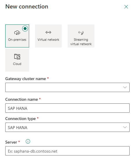 Screenshot, der zeigt, wie Eine neue SAP HANA-Verbindung eingerichtet wird.