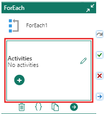 Screenshot showing the ForEach activities pane.