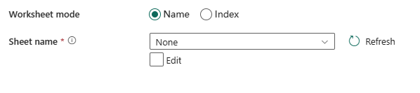 Screenshot: Auswählen von Name im Arbeitsblattmodus.