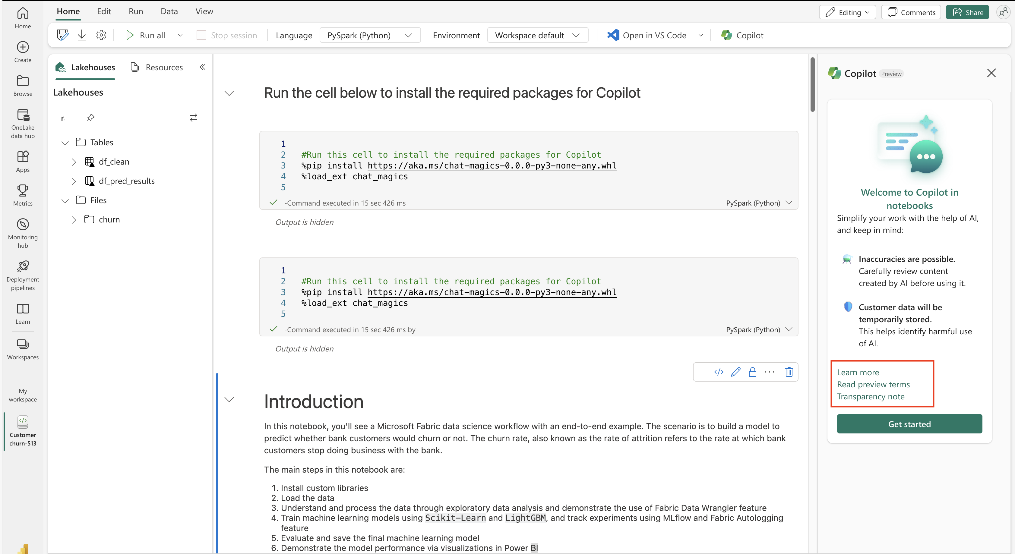 Screenshot: Copilot-Bereich „Hilfreiche Links“