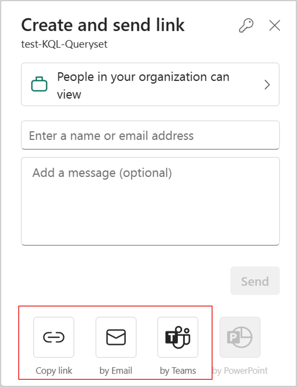 Screenshot of showing link sharing options.