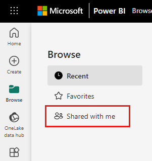 Screenshot of Shared with me option in Browse pane.