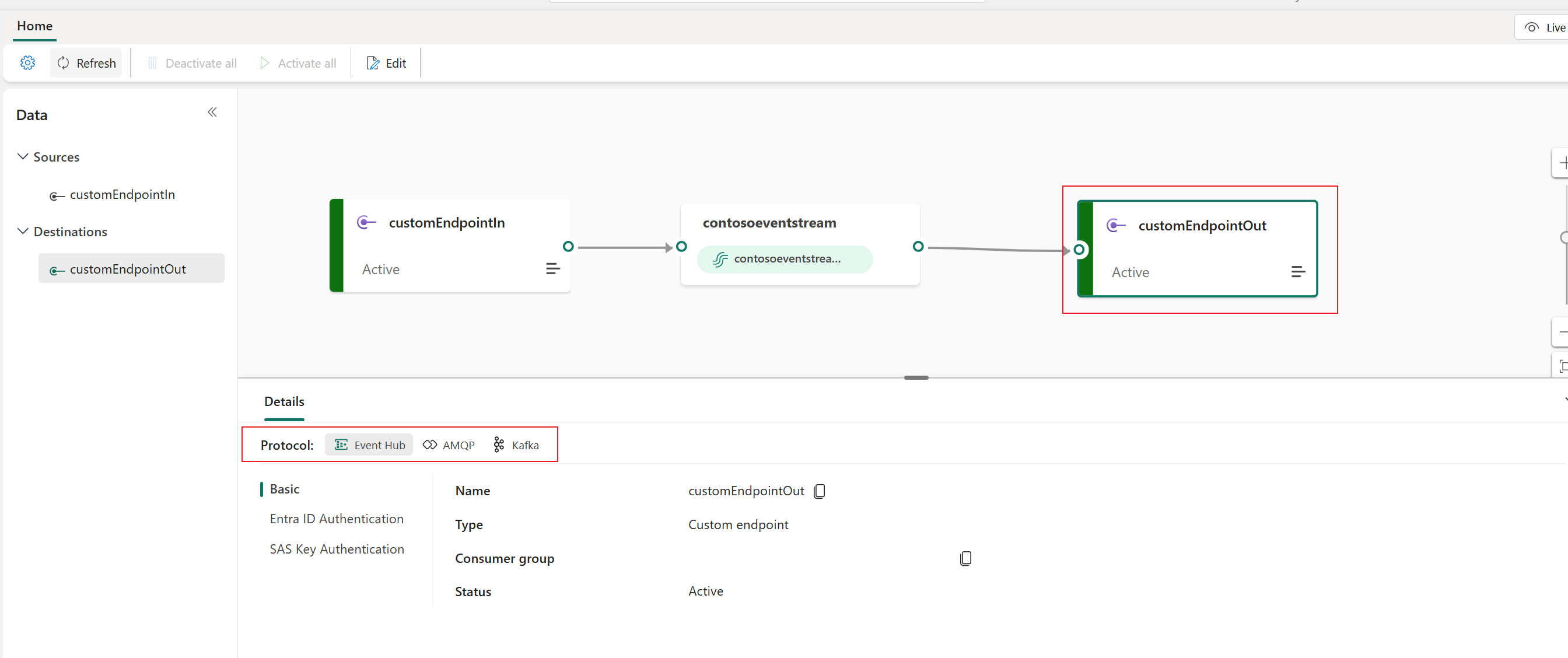 Screenshot mit dem Bereich „Details“ für den benutzerdefinierten Endpunkt.
