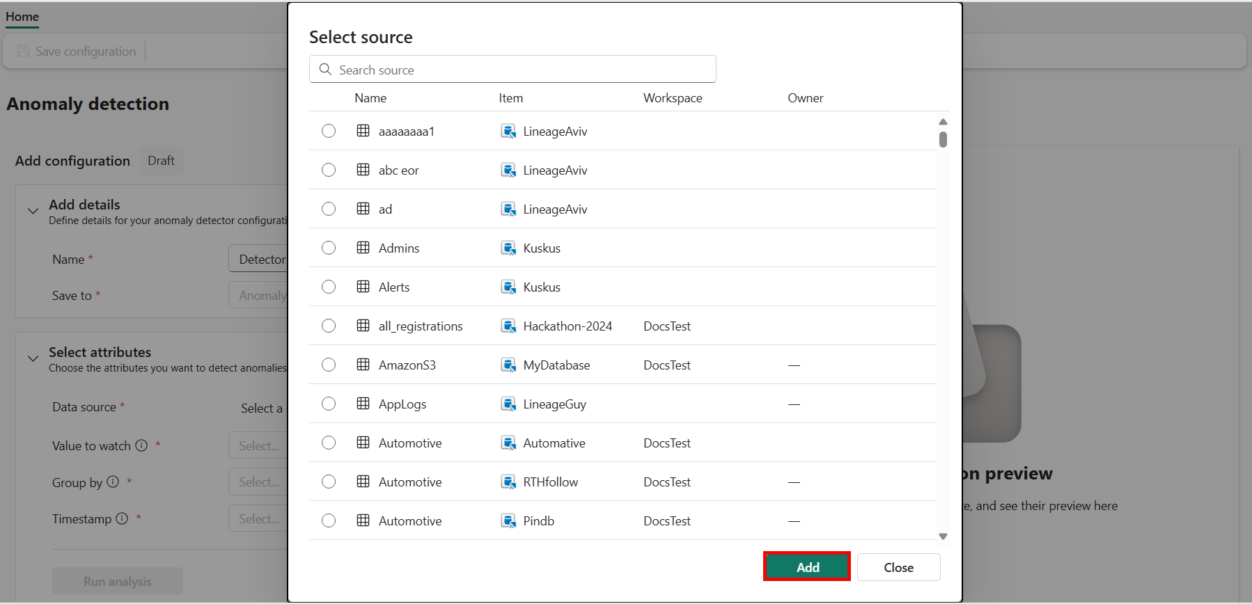 Screenshot des Bereichs 