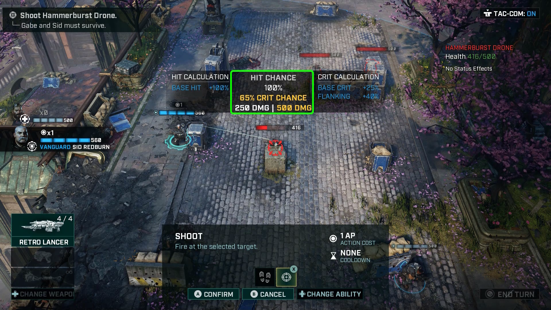 Screenshot der Gameplay-Benutzeroberfläche von Gears Tactics.