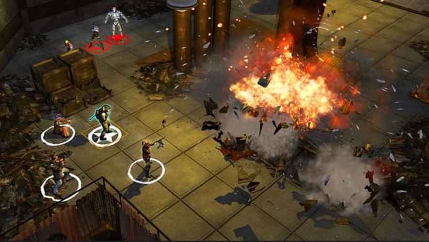 A screenshot of Wasteland 2 showing six party member characters being controlled as a group.
