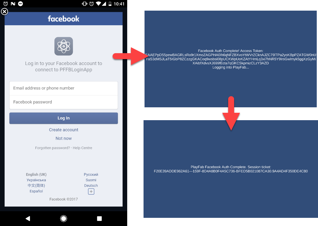 PlayFab Facebook-Authentifizierung unter Android