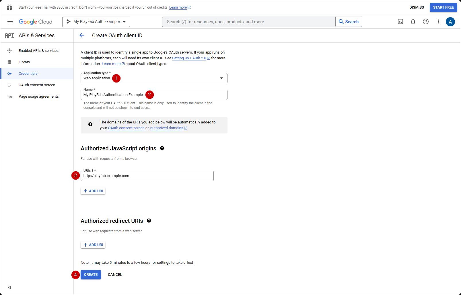 Google API Manager: OAuth-Anmeldeinformationen erstellen